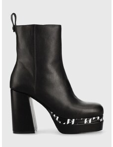 Usnjeni gležnarji Karl Lagerfeld Strada ženski, črna barva