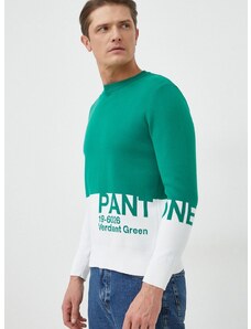 Pulover United Colors of Benetton moški, zelena barva,