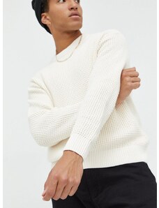 Bombažen pulover Abercrombie & Fitch moški, bela barva,