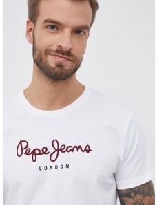 Bombažna kratka majica Pepe Jeans Eggo N bela barva