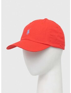 Bombažna bejzbolska kapa Polo Ralph Lauren rdeča barva