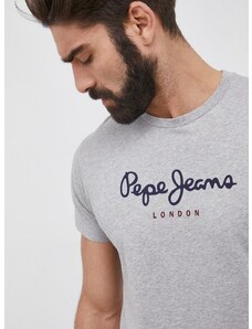 Bombažna kratka majica Pepe Jeans Eggo N siva barva