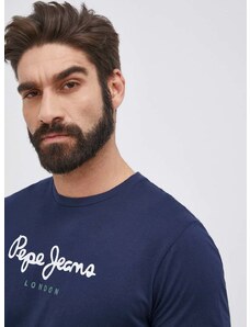 Bombažna kratka majica Pepe Jeans Eggo N mornarsko modra barva