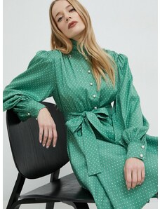 Obleka Custommade Linnea zelena barva