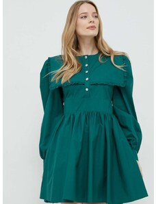 Bombažna obleka Custommade zelena barva