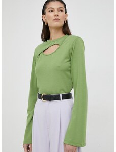 Majica z dolgimi rokavi Gestuz Anka ženska, zelena barva