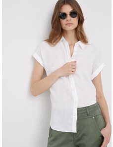 Lanena srajca Lauren Ralph Lauren ženska, bela barva,
