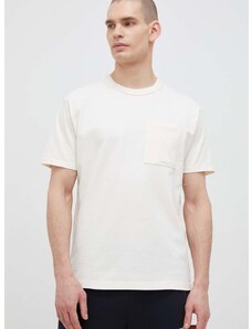 Bombažna kratka majica New Balance bež barva