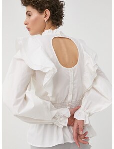 Bombažna bluza Bruuns Bazaar ženska, bela barva