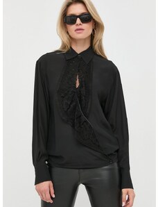 Svilena srajca Victoria Beckham ženska, črna barva,