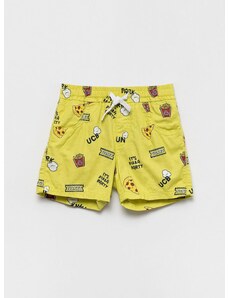 Otroške bombažne kratke hlače United Colors of Benetton rumena barva,