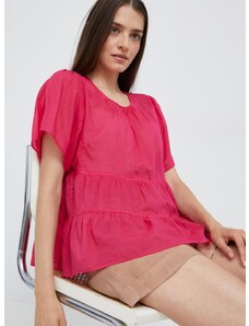 Bombažna bluza Sisley ženska, roza barva