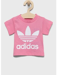 Otroška bombažna kratka majica adidas Originals roza barva