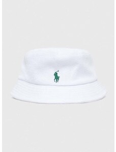 Bombažni klobuk Polo Ralph Lauren bela barva
