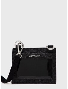 Usnjen etui za kartice Calvin Klein moški, črna barva