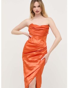 Obleka Bardot oranžna barva