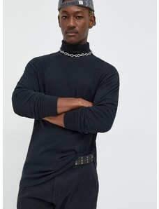 Bombažna majica z dolgimi rokavi Abercrombie & Fitch črna barva