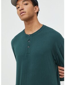Bombažna majica z dolgimi rokavi Abercrombie & Fitch zelena barva