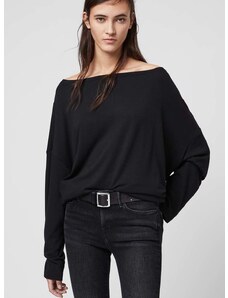 Majica z dolgimi rokavi AllSaints ženski, črna barva