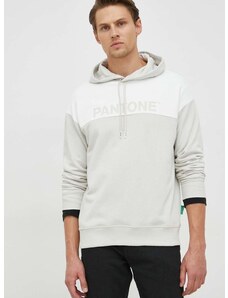 Bombažen pulover United Colors of Benetton X Pantone moškia, siva barva s kapuco