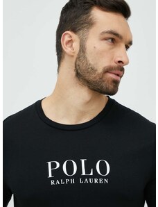 Bombažen pižama longsleeve Polo Ralph Lauren črna barva