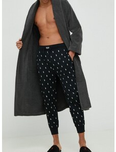 Bombažne pižama hlače Polo Ralph Lauren črna barva