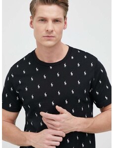 Bombažen pižama t-shirt Polo Ralph Lauren črna barva
