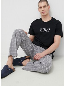 Bombažen pižama t-shirt Polo Ralph Lauren črna barva