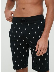 Bombažne pižama kratke hlače Polo Ralph Lauren črna barva