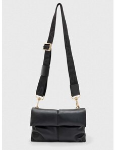 Usnjena torbica AllSaints črna barva