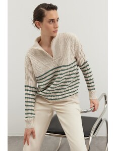 Trendyol Stone Široko fit pulover za pletenine