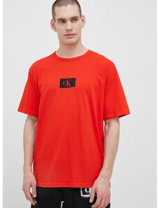 Bombažen pižama t-shirt Calvin Klein Underwear rdeča barva