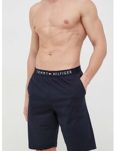 Bombažne pižama kratke hlače Tommy Hilfiger mornarsko modra barva
