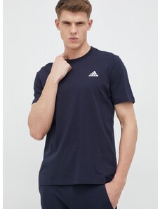 Bombažna kratka majica adidas mornarsko modra barva