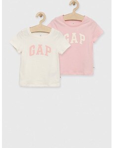 Otroška bombažna kratka majica GAP 2-pack roza barva