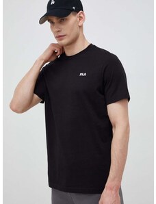 Bombažna kratka majica Fila črna barva