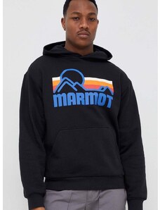 Bluza Marmot moška, črna barva, s kapuco