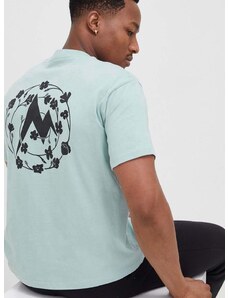 Bombažna kratka majica Marmot turkizna barva