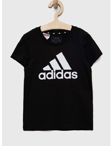 Otroška bombažna kratka majica adidas G BL črna barva