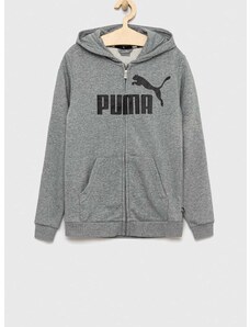 Otroški pulover Puma ESS Big Logo FZ Hoodie TR B siva barva, s kapuco