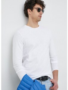 Bombažna majica z dolgimi rokavi United Colors of Benetton bela barva