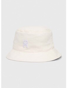 Bombažni klobuk Tommy Hilfiger bela barva