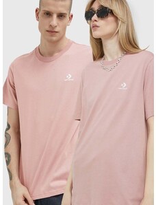 Bombažna kratka majica Converse roza barva