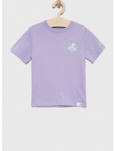 Otroška bombažna kratka majica GAP x Disney vijolična barva