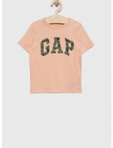 Otroška bombažna kratka majica GAP oranžna barva