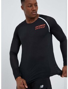 Majica z dolgimi rokavi za tek New Balance Accelerate Pacer črna barva