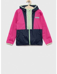 Otroška jakna Columbia Back Bowl Hooded Windbreaker roza barva