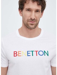Bombažna kratka majica United Colors of Benetton bela barva