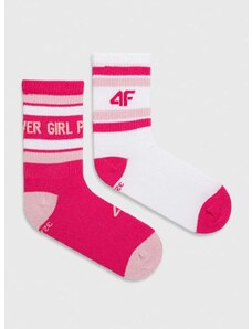 Otroške nogavice 4F 2-pack roza barva