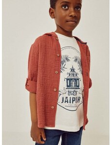 Otroška bombažna srajca zippy rjava barva